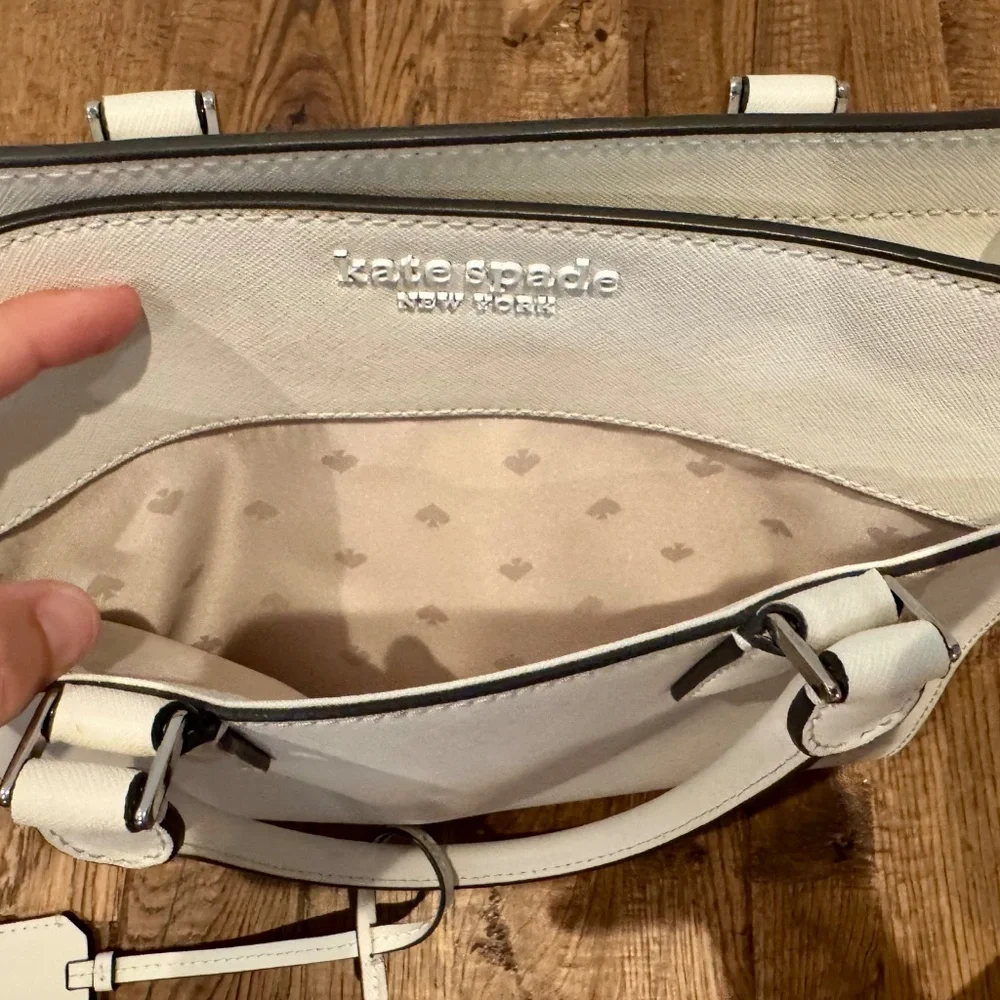 Kate Spade Cameron Monotone Medium Satchel‎ Optic White Like New Extra Strap